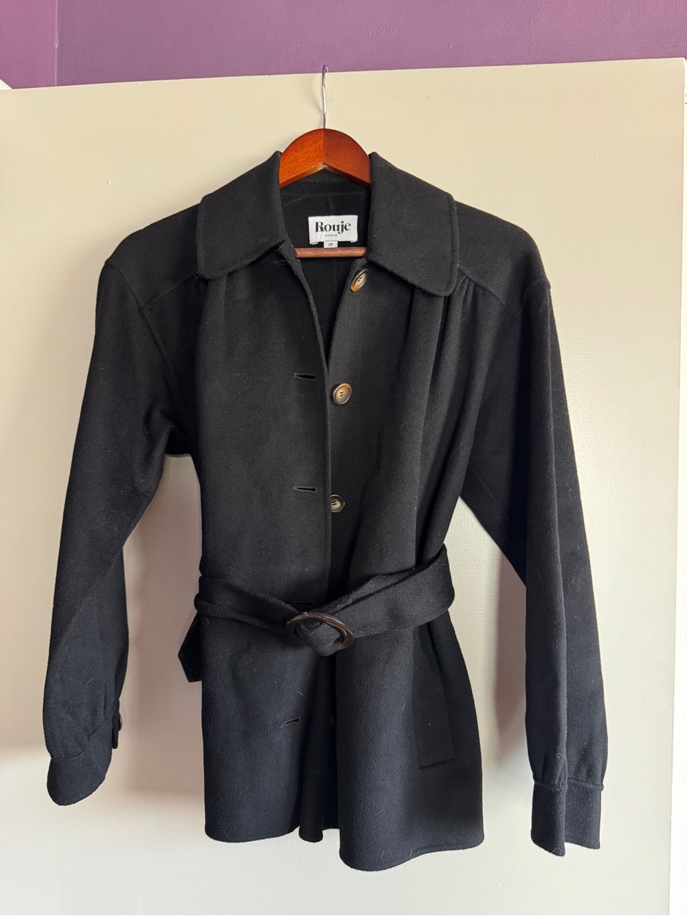 Rouje Black Wool John Coat 36